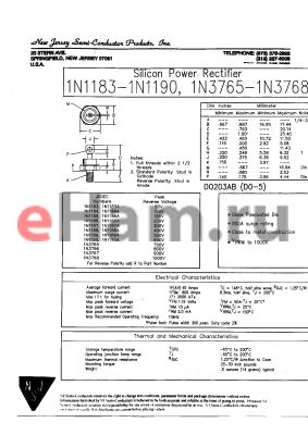 1N1185A datasheet - Silicon Power Rectifier