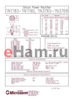 1N1185A datasheet - Silicon Power Rectifier