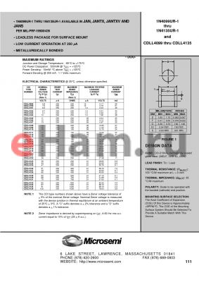 1N4118CUR-1 datasheet - SILICON 400mA LOW NOISE ZENER DIODES