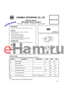 CHDTD122JKPT datasheet - NPN Digital Silicon Transistor