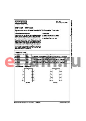 74F160APC datasheet - Synchronous Presettable BCD Decade Counter