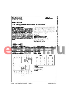 74HC4538 datasheet - Dual Retriggerable Monostable Multivibrator