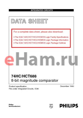 74HC688D datasheet - 8-bit magnitude comparator