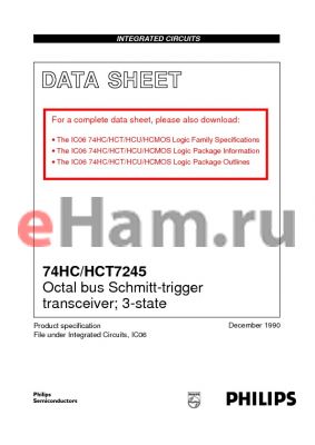74HC7245 datasheet - Octal bus Schmitt-trigger transceiver; 3-state