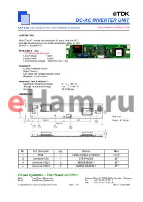 CXA-0283 datasheet - DC-AC INVERTER UNIT 15W QUAD OUTPUT WITH DIMMING FUNCTION