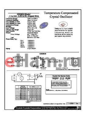 CXOSD5-GA3-25.000 datasheet - Temperature Compensated Crystal Oscillator 4 Pad SMD, 3.3V & 5V, Clipped Sine