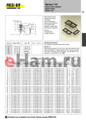 110-91-628-41-001 datasheet - Dual-in-line sockets Open frame Solder tail