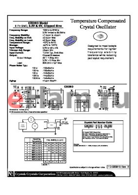 CXOSD-EA-25.000 datasheet - Temperature Compensated Crystal Oscillator 6 Pin SMD, 3.3V & 5V, Clipped Sine