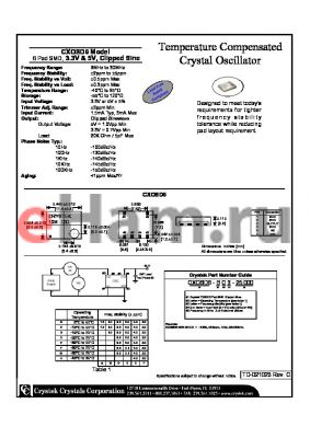CXOSD6-HB3-25.000 datasheet - Temperature Compensated Crystal Oscillator 6 Pad SMD, 3.3V & 5V, Clipped Sine