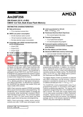AM28F256-150JE datasheet - 256 Kilobit (32 K x 8-Bit) CMOS 12.0 Volt, Bulk Erase Flash Memory