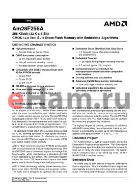 AM28F256A-200EE datasheet - 256 Kilobit (32 K x 8-Bit) CMOS 12.0 Volt, Bulk Erase Flash Memory with Embedded Algorithms