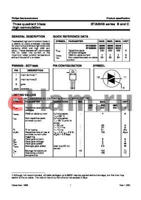 BTA204X-600C datasheet - Three quadrant triacs high commutation