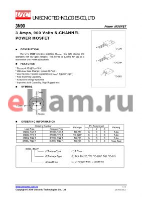 3N90L-TA3-T datasheet - 3 Amps, 900 Volts N-CHANNEL POWER MOSFET