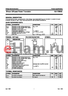 BU1706AX datasheet - Silicon Diffused Power Transistor