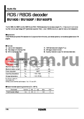 BU1920FS datasheet - RDS / RBDS decoder