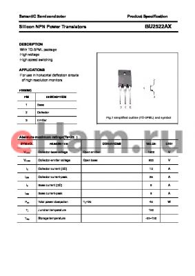 BU2522AX datasheet - Silicon NPN Power Transistors