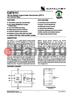 CAT5113U-00MSOP datasheet - 100-Tap Digitally Programmable Potentiometer (DPP) with Buffered Wiper