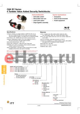 BY01AFJCWCLQ2 datasheet - 4 Tumbler Value Added Security Switchlocks