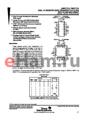 54AC11112 datasheet - DUAL J-K NEGATIVE-EDGE-TRIGGERED FLIP-FLOPS WITH CLEAR AND PRESET