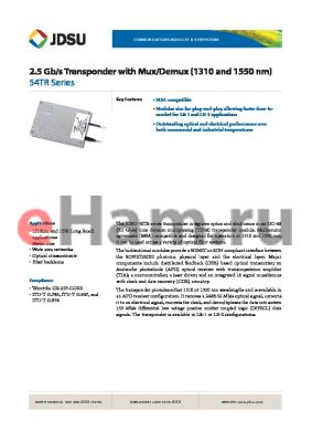 54TR-35213 datasheet - 2.5 Gb/s Transponder with Mux/Demux (1310 and 1550 nm)
