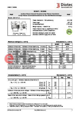 BC807 datasheet - Surface Mount General Purpose Si-Epi-Planar Transistors