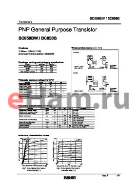 BC858BW datasheet - PNP General Purpose Transistor