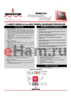 BCM4328 datasheet - 7.2-MBPS HEDGE 65-nm MULTIMEDIA BASEBAND PROCESSOR