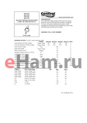 2N1776A datasheet - SILICON CONTROLLED RECTIFIER 8 AMP, 100 THRU 400 VOLTS