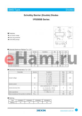 1PS59SB10 datasheet - Schottky Barrier (Double) Diodes