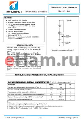 BZW04-58 datasheet - Transient Voltage Suppressors