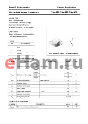 2N4898 datasheet - Silicon PNP Power Transistors