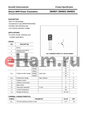 2N4923 datasheet - Silicon NPN Power Transistors