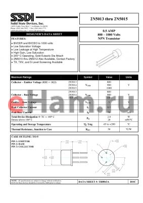 2N5014 datasheet - 0.5 AMP 800 - 1000 Volts NPN Transistor