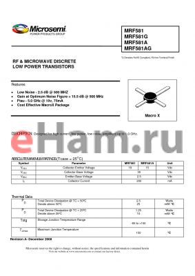 2N5179 datasheet - RF & MICROWAVE DISCRETE LOW POWER TRANSISTORS