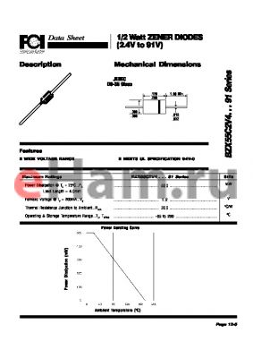 BZX55C12 datasheet - 1/2 Watt ZENER DIODES (2.4V to 91V)