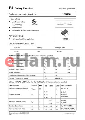 1SS196 datasheet - Surface mount switching diode