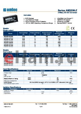 AM2GW-4805DZ datasheet - 2 Watt | DC-DC Converter