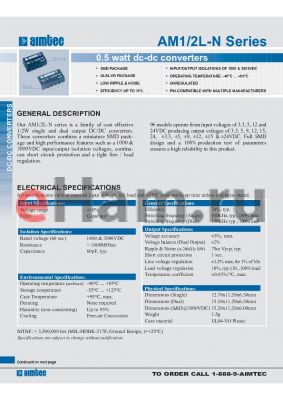 AM2L-1209S-N datasheet - 0.5 watt dc-dc converters