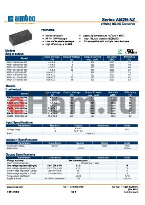 AM2N-0515SH60-NZ datasheet - 2 Watt | DC-DC Converter