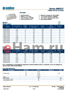 AM2Q-2412SZ datasheet - 2 Watt | DC-DC Converter