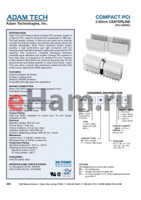 2PCIB22F77A0 datasheet - COMPACT PCI 2.00mm CENTERLINE