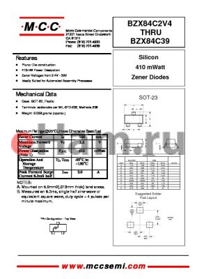 BZX84C2V7 datasheet - Silicon 410 mWatt Zener Diodes