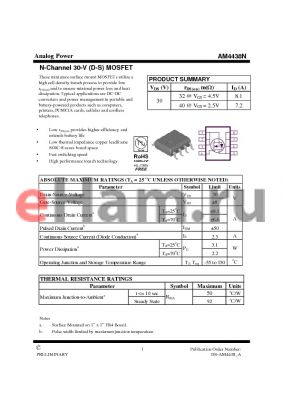 AM4438N datasheet - N-Channel 30-V (D-S) MOSFET