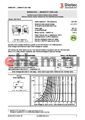 BZX84C8V2 datasheet - Surface mount Silicon Planar Zener Diodes