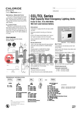 CCL75DC2-ACF2 datasheet - 6 and 12 Volt, 75 to 450 Watts Wet Cell Lead Calcium Battery