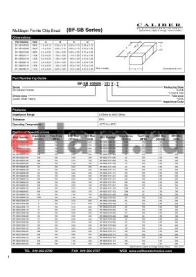 BF-SB100505-601 datasheet - Multilayer Ferrite Chip Bead