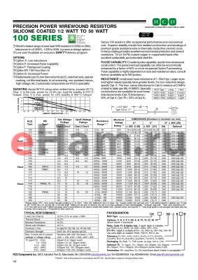 135P-R10 datasheet - PRECISION POWER WIREWOUND RESISTORS SILICONE COATED 1/2 WATT TO 50 WATT