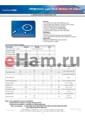 C-145-DFB-T-S datasheet - CWDM Series Laser Diode Module (18 channel)