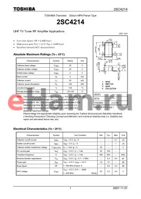 2SC4214 datasheet - Silicon NPN Planar Type UHF TV Tuner RF Amplifier Applications