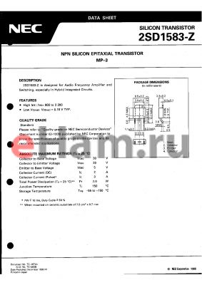 2SD1583 datasheet - NPN SILICON EPITAXIAL TRANSISTOR MP-3